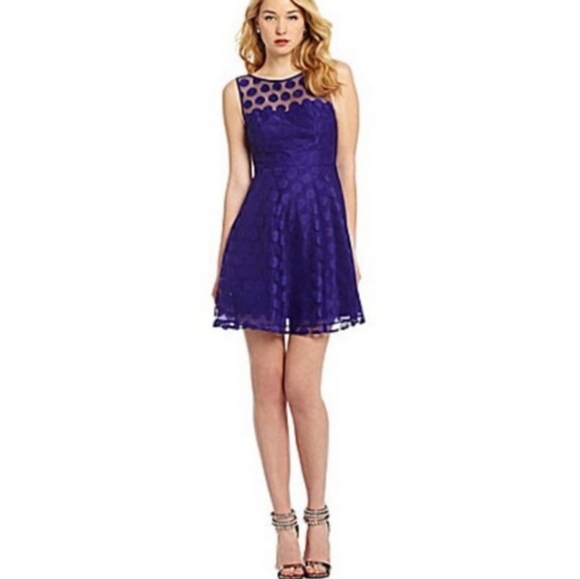 Betsey Johnson Dresses & Skirts - NWOT Betsey Johnson Purple/blue Polka Dot Sheer Dress. Size 8. NWOT